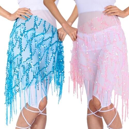 Female Belly Dance New Waistband Triangle Towel Clothing Waist chain Sequins Fringe Triangle scarf Hip scarf Stage Performance