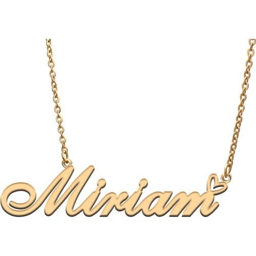 Love Heart Miriam Name Necklace for Women Stainless Steel Gold & Silver Nameplate Pendant Femme Mother Child Girls Gift