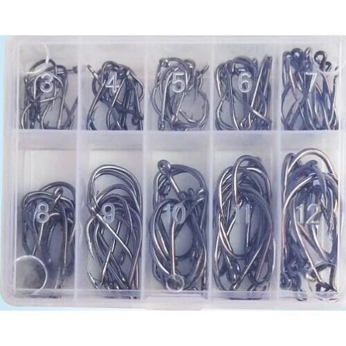 10boxes/lot Fishing Tackles Box Fishhooks 3#-12# ten each Lake River Ocean Pesca Fish hook High Efficiency Barbed Fishing Hooks