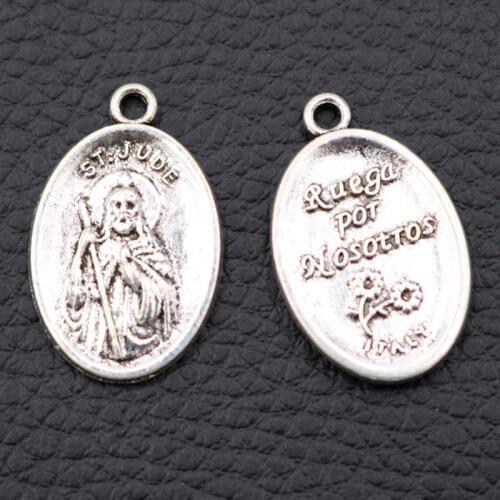 10pcs Ruega Por Nosottos, St Jude Charm Catholic Oval Tag Pendant DIY Religious Jewelry Handmade 26*16mm A2005