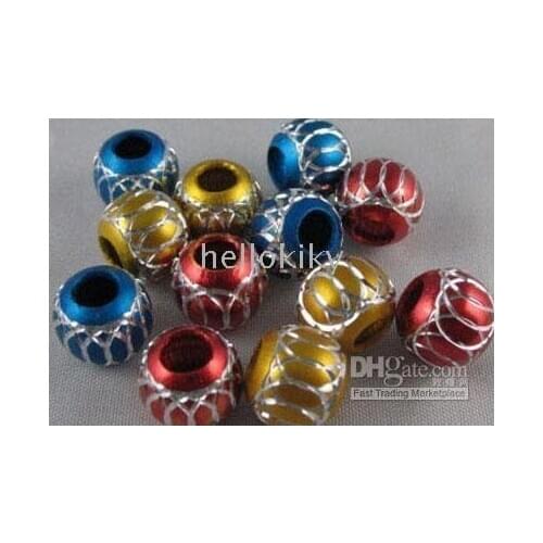 1000PCS Mixed colour carved lantern Aluminium Beads fit Charm Bracelet 11mm M692