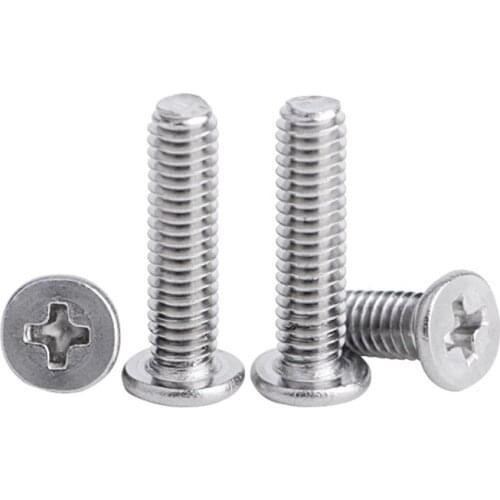20pcs screw Cross flat head machine wire Thin flat head carbon steel machine screw Large flat head screw CM3*3 1-10