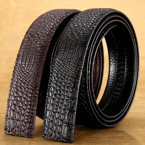 3.5cm Crocodile Real Genuine Leather Belts Body for Automatic Buckle Black Brown Cowhide Cowboy Belt No Buckle without Buckle