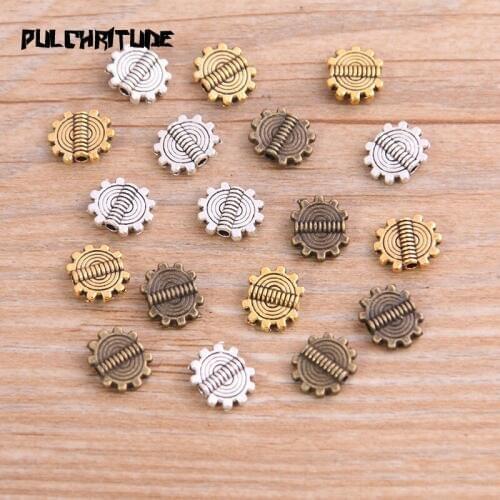 30pcs 8*10mm Three Color Steampunk Gear Bead Spacer Bead Charms For Diy Beaded Bracelets Jewelry Handmade Making