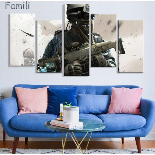5Pieces/set Modern Canvas Art new Print Abstract Soldiers Sunset Decorations for Home Decorative Painting for Living Room