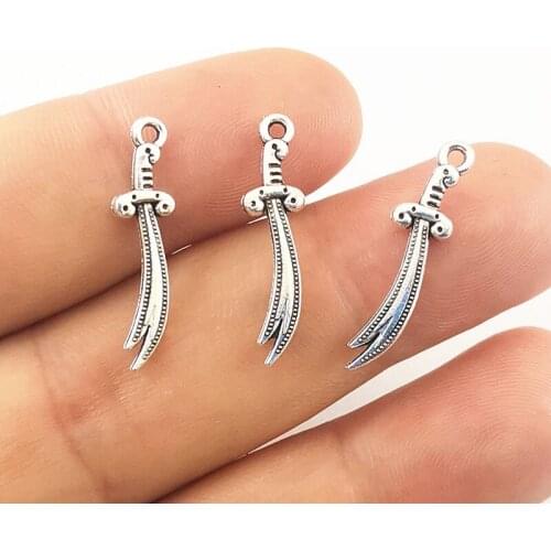 50 pcs 25*6mm Antique Silver color Knife Charms Pendants for Jewelry Making Necklace Bracelet Accessories DIY Jewelry Findings