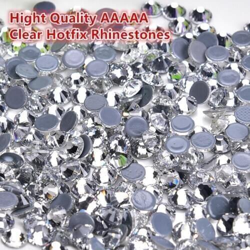5A SS8-SS40 Hot Fix Glass Nail Art Strass Rhinestone Clear Crystal Stone Iron On Heat Transfers DIY Wedding Dress Makeup Deco