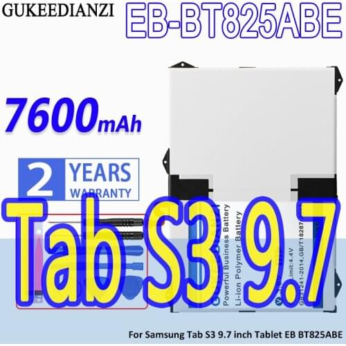 High Capacity GUKEEDIANZI Battery EB-BT825ABE 7600mAh For Samsung Tab S3 9.7 inch Tablet EB BT825ABE