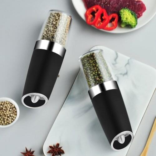 Automatic Salt And Pepper Grinder Light Set Gravity With LED Adjustable Ceramic Electric Pepper Shaker Spice Mill Kitchen Tools