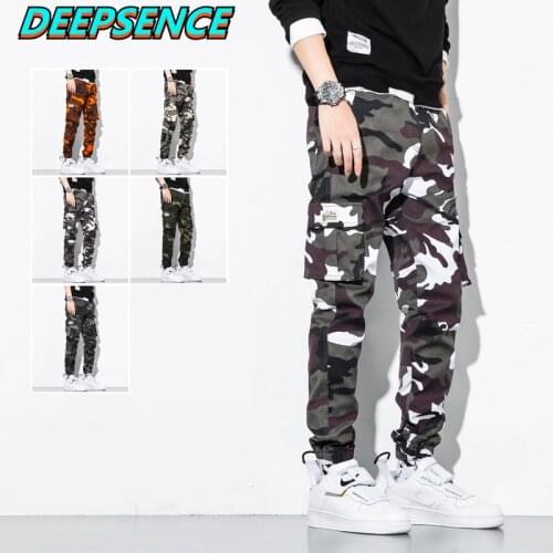 Men Spring And Autumn Camouflage Military Pants Men Pockets Drawstring Casual Loose Fit Full Length Cotton Pencil Pants Men