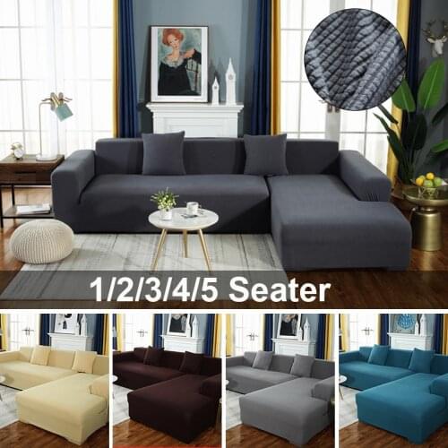 Oversize Solid Color Corn Fleece Sofa Cover Stretch Sofa Covers For Living Room Dust Cover For Chaise Sofa 1/2/3/4/5 Seater