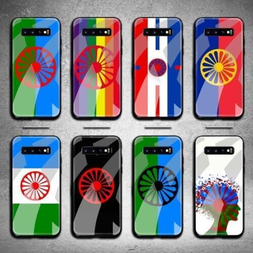 Romani roma flag Phone Case Tempered Glass For Samsung S20 Plus S7 S8 S9 S10 Plus Note 8 9 10 Plus