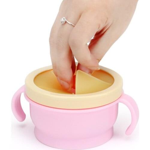 Baby Kids Spill-Proof Snack Bowl Infants Candy Jar Snacks Cup Cookie Jar Snack Cup Bowl Food Container Children Feeding Bowl