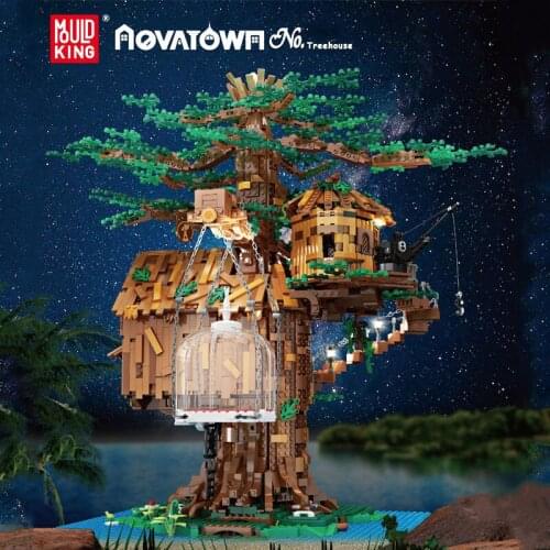 Kids Educational Toys Building Blocks MOC The Tree House Model With Led Lights Assemble Bricks Christmas Gifts Adults Children