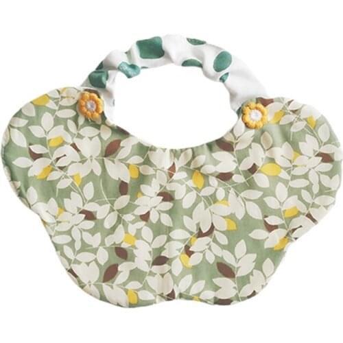 Baby Soft Cotton Drool Bibs Floral Printing Saliva Towel Boy Girl Feeding Apron