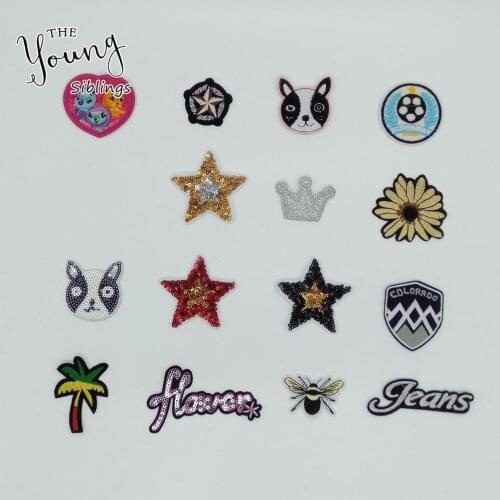 Hot sale Cartoon Hot melt adhesive Applique Embroidery Sequins Iron on patch Badges DIY Sewing Clothing Accessories C6622-C6638
