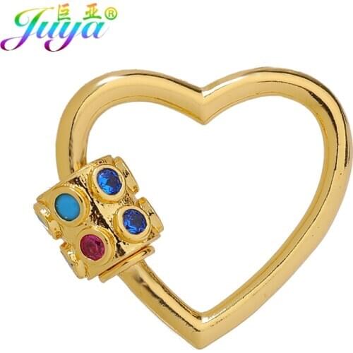 Juya DIY Love Heart Pendant Fasteners Decorative Carabiner Screw Locket Clasps Accessories For Fashion Bracelet Necklace Making