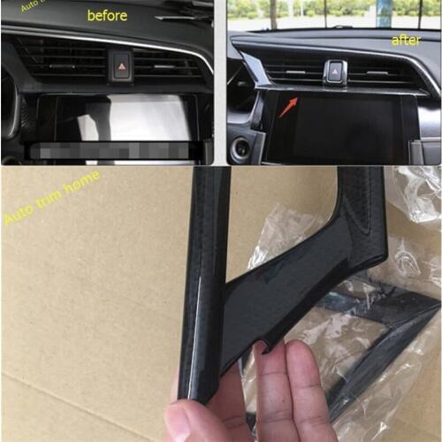 Lapetus Dashboard AC Air Conditioner Vent Outlet Cover Trim Fit For Honda Civic 2016 - 2020 Interior Refit Kit Carbon Fiber Look