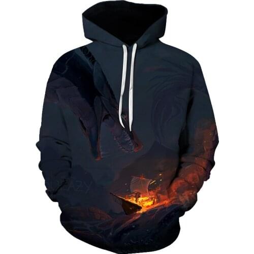 Fashion street style hoodie deep sea monster graphic pattern hooded pullover s-6XL