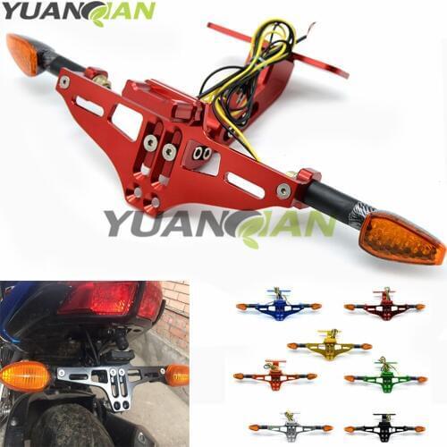Motorcycle Adjustable License Number Plate Frame Holder Bracket with light For Suzuki GSX-R GSXR 600 750 1000 K1 K2 K3 K4 K5 K6