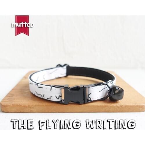 MUTTCO retail with black high quality metal buckle collar for cat THE FLYING WRITING design cat collar 2 sizes UCC088H