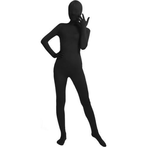 Mens Women Unisex Full Body Tights Suit Spandex Stretchy Black Cosplay Costume Disappearing Man Bodysuit for Halloween Party