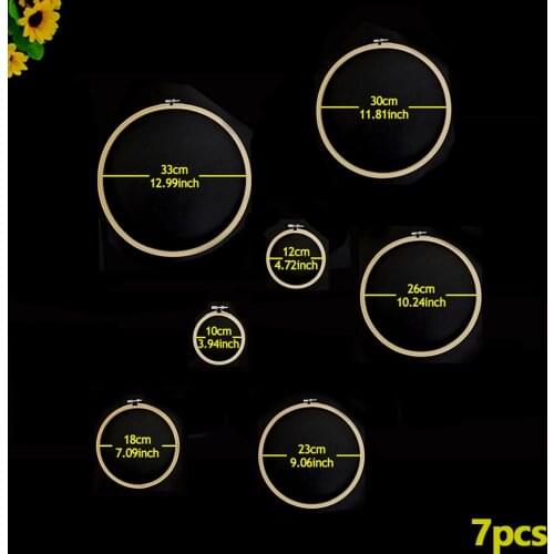 7 Pieces Embroidery Hoop Set Bamboo Circle Cross Stitch Hoop Ring 3 inch to 13 inch for Embroidery and Cross Stitch