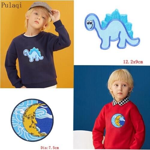 Pulaqi Animal Dinosaur Cat Patches Stripe On Clothes Iron On Van Gogh Heart Patches For Clothing Embroidered Patches For Jeans