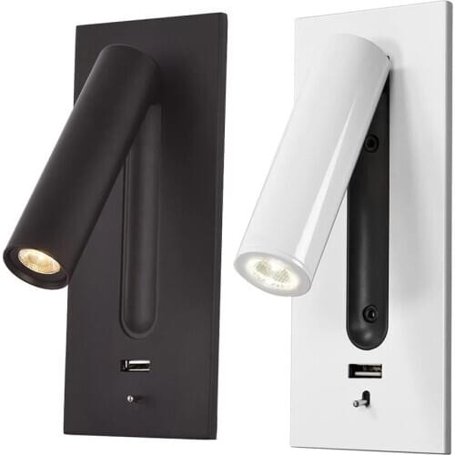 Bedroom Wall Lamp LED Home interior Reading Light room bedside 3W Night light wall sconce USB indoor lighting Fixtures