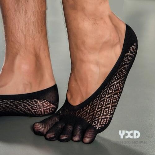 5 Pairs/New Mens Boat Socks Summer Thin Invisible Five Finger Solid Color Toe Velvet Stockings With Separate Toes No Show Socks