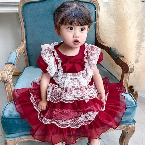1-5T Toddler Baby Girl Clothes Baby Dress Lace Bowknot Girl Sleeveless Dress for Birthday Party Costume
