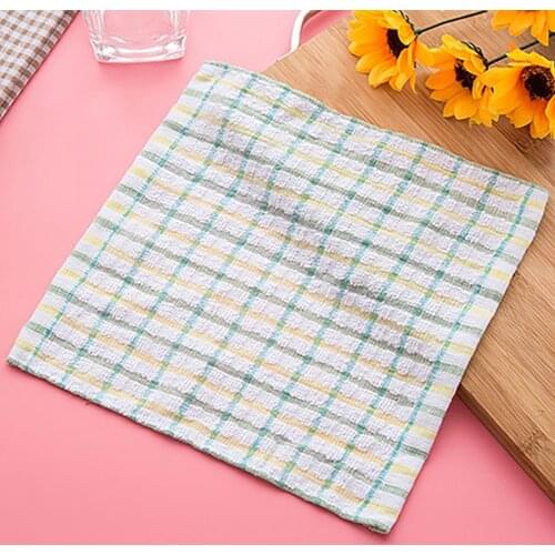 Dish Towel Skin-friendly Dish Cloth Plaid Pattern Cotton Fast Drying Cleaning Dish Towels Home Kitchen Cleaning Cloths