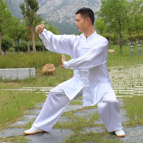 USHINE White Blue exercise belt TaiChi Performance Clothing Long Sleeve KungFu Uniform Wushu TaiChi Uniform Clothes Man Woman