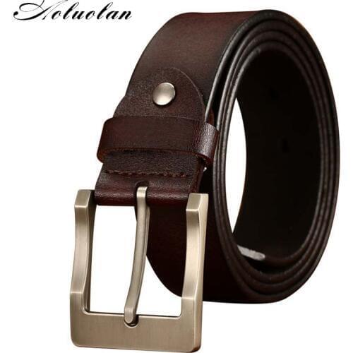 Aoluolan high quality cowhide leather belts for men brand Strap male vintage 100-130 cm long waist pin buckle free shipping
