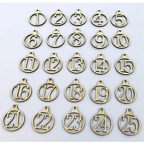 1-25 Wooden Christmas Advent Calendar Gift Tags Number Home Party 25pcs Christmas Calendar Christmas Decorations For Home