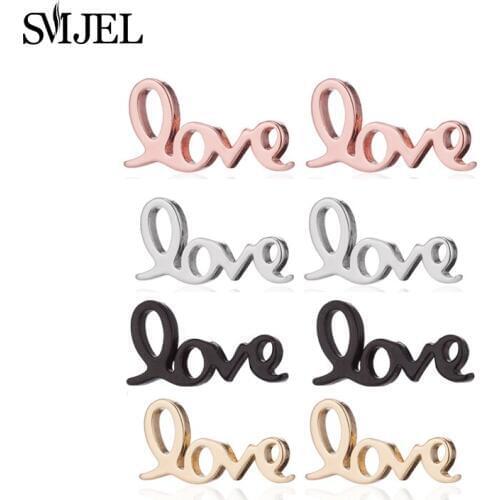 SMJEL Tiny Letter Stainless Steel Earrings Geometric Love Heart Stud Earrings for Women Jewelry Girlfriend Gift pendientes