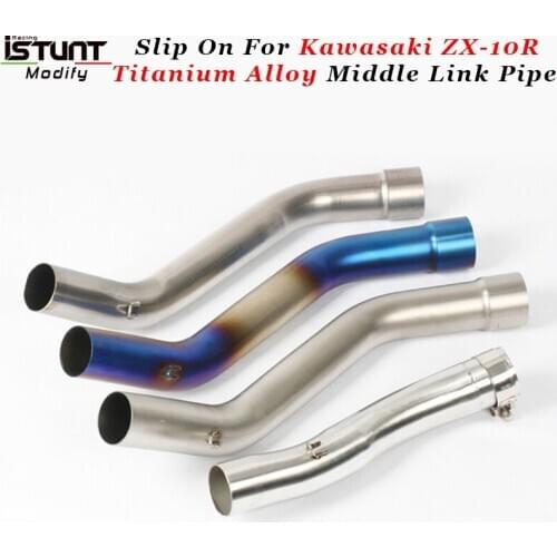 Slip On For Kawasaki ZX-10R ZX10R 2004-2005 2008-2017 Motorcycle Exhaust Escape Modified Titanium Alloy Middle Link Pipe