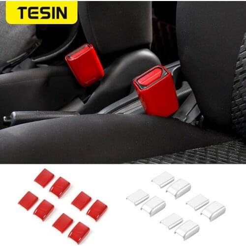TESIN Interior Mouldings Car Safety Belt Socket Decoration Cover Sticker for Suzuki jimny 2007+ Car Stickers Accessories
