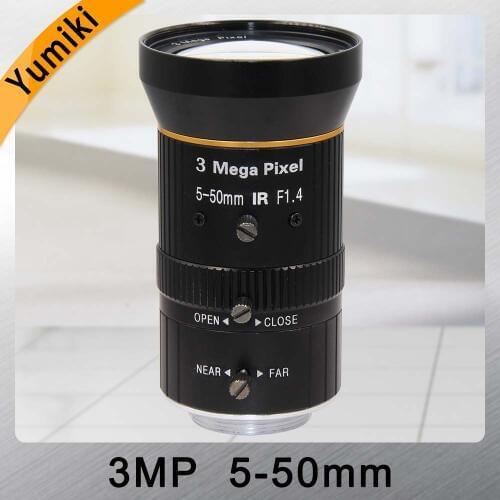 Yumiki HD 3.0Megapixel Manual F1.4 Iris 5-50mm Varifocal IR CCTV Lens CS For Bank Supermarket Road monitoring