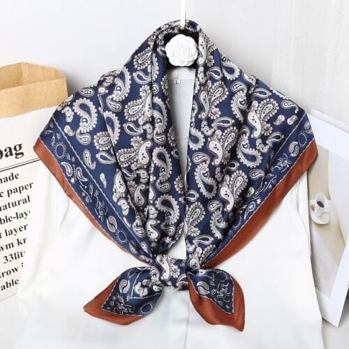 Paisley Printed For Women Retro Imitated Silk Square Scarves Multi Function Hair Neckerchief Bandana Soft Fashion Hijab