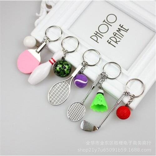 Tennis Racket Keychain - Cute Sport Mini Keychain car 6 color Pendant Keyring Sports Key Chain Who love sports Gifts for Teenage