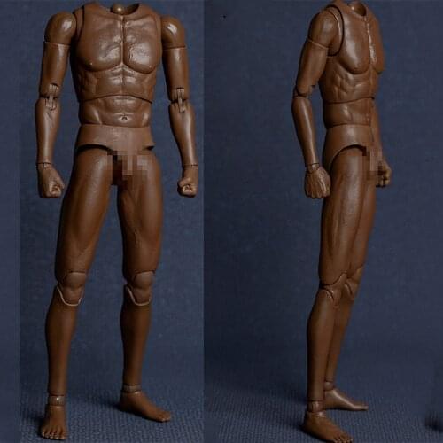 1/6 AT032 Black Skin Male Muscle Fitness Flexible Figure Body Model Toy
