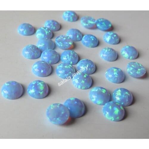 100pcs/lot OP06 Light Blue Fire Opal 5mm Round Opal Synthetic Round Cabochon Opal Round Opal Cabochon Stone