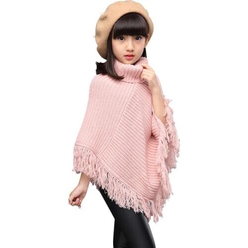 2019 new Girls Sweater Cloak Princess Poncho Cape Accessories Girls Bridesmaid Wedding Dress Coat Wrap Solid Tassel Tops