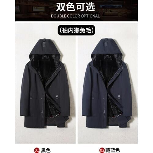 2020 Winter Real Fur Coat Men Parka Natural Mink Fur Liner Rabbit Fur Sleeve Parkas Luxury Mens Mink Jacket 905-1 KJ3300