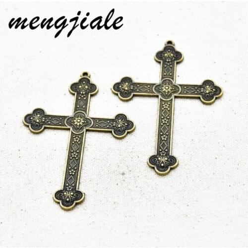 3pcs Wholesale Metal Alloy Religious Cross Charms Pendants For Making DIY Handmade Jewelry Findings 80*54mm