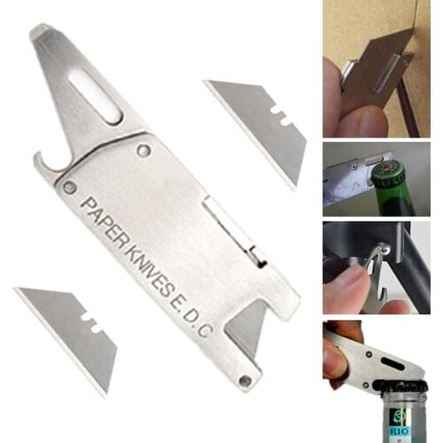 EDC 4 in 1 gear paper knife flat and bottle opener pocket head screwdriver pry tip utility outdoor camp survival tool