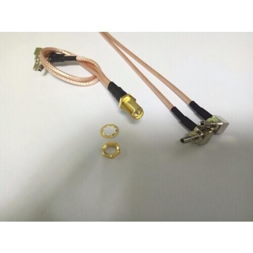 50pcs RP SMA Female jack nut to 2X CRC9 Male Splitter Combiner rg316 cable New