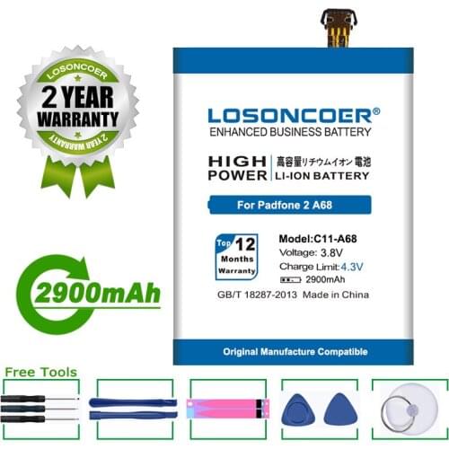 LOSONCOER Battery 2900mAh For ASUS Padfone 2 A68 C11-A68 Battery