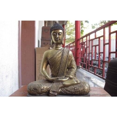 Buddhism Folk temple classic Bronze Copper Gild Thailand Sakyamuni Buddha Statue